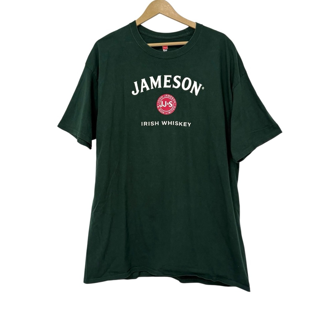 Vintage Y2K Size 2XL Green Jameson Graphic Tee Shirt Streetwear Classic Drinking